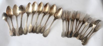 LOT OF silver cutlery (800), double filet...