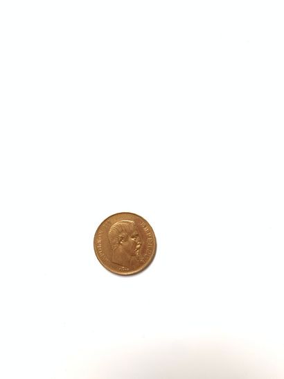  ONE 50 FrancS GOLD PIECE NAPOLEON III, BARE HEAD, 1855 
Weight: 16 g.