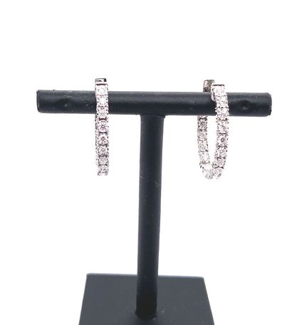 Pair of white gold (750) creole EARRINGS...