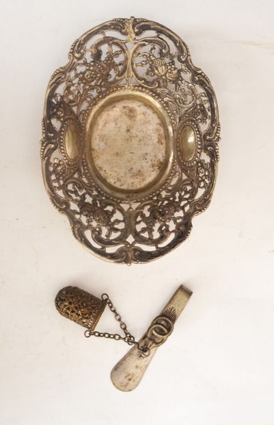 Small silver BELL (800) embossed with fruits,...