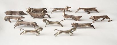 10 silver plated knives holder with animals...