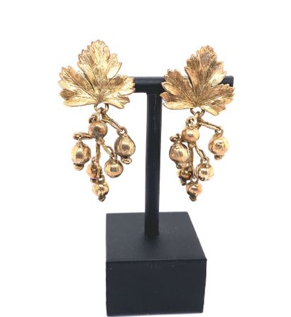  Claude LALANNE (1924-2019), modèle «Groseilles» 
Paire de clips d'oreilles en bronze...
