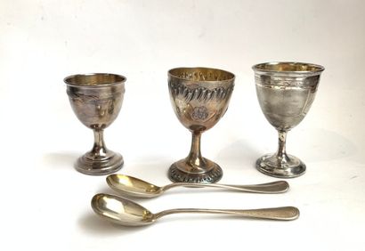 Set of three silver COQUETIERS, one of which...
