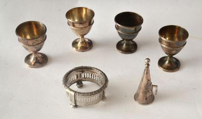 LOT of silver (800) including : 
4 egg cups,...