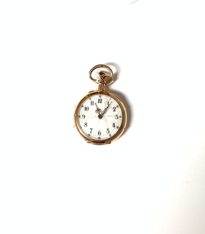 Gold NECK WATCH (750), white enamelled dial,...