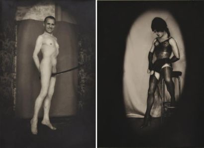 Pierre MOLINIER (1900-1976) Autoportrait au sabre et Portrait de travesti Deux tirages...