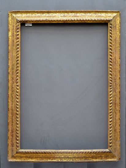 null A carved and gilded pine frame with watered gadroons, garlands of acanthus leaves...