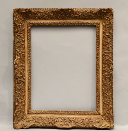 null Carved oak frame, formerly gilded with Bérain decoration (Restoration to the...