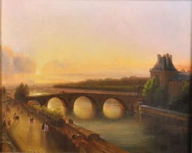 ECOLE FRANCAISE du XIXème siècle Le Pont royal, le Louvre et les Tuileries Huile...