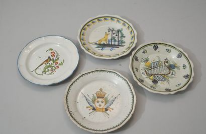 Set of FOUR earthenware plates decorated...