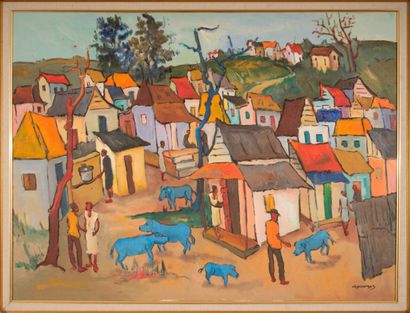 null DESARMES Georges (1950)

Village aux petits cochons bleus 

Acrylique sur toile...