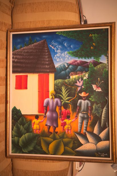  CHRYSLER Bruno (1944) 
The family hut 
Acrylic on canvas signed lower right 
76...