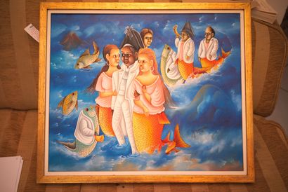 null MONPREMIER Madsen (1952)

Wedding of mermaids 

Acrylic on canvas signed lower...