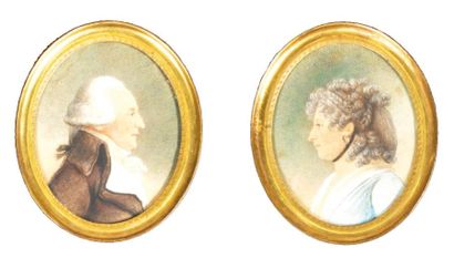 ÉCOLE FRANÇAISE Coblentz 1794 Portraits présumés du comte et de la comtesse de LAROCHE,...