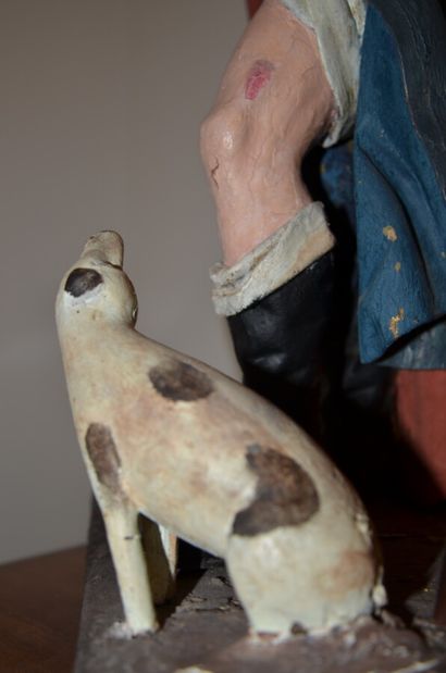 null SAINT ROCH en bois sculpté polychrome, son chien à ses pieds.

XVIII ème siècle...