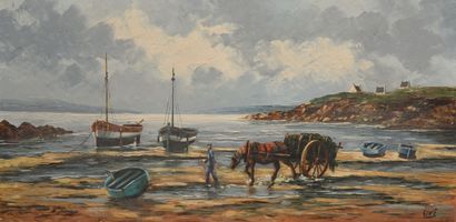 null French contemporary school

Shellfish collectors in Brittany

Oil on canvas...
