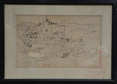  Charles LAPICQUE (1898-1988) 
On board a destroyer 
Ink signed and dated 51 in the...