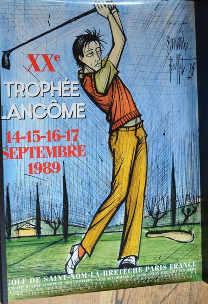  Three POSTERS on the theme of Golf Trophies, by BUFFET, CASIGNUEiL, ADAMI