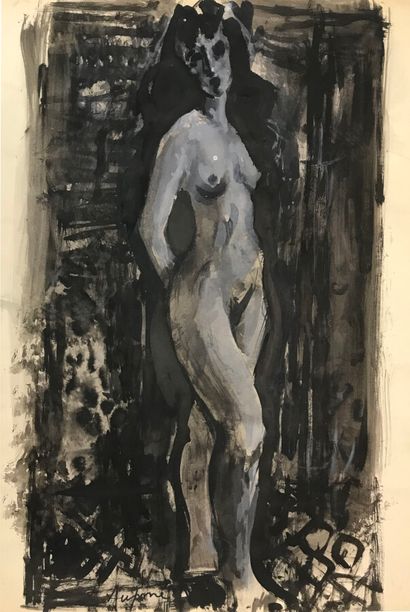 null JEAN AUJAME ( 1905-1965)

Standing Nude 

Gouache and ink on paper signed lower...