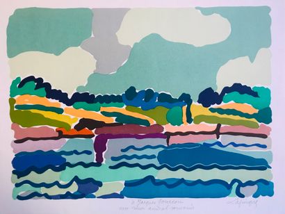  Charles LAPICQUE (1898-1988) 
River in Brittany, 1961 
Serigraph signed lower right,...