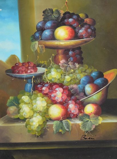  BONI 
Still life with fruits 
Oil on canvas signed lower right 
73 x 49,5 cm