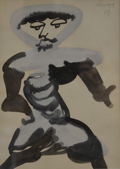  Charles LAPICQUE (1898-1988) 
Character, 1973 
Ink wash, signed and dated 73 upper...
