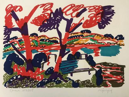  Charles LAPICQUE (1898-1988) 
Farm on the banks of the Trieux ( C 394) 
Serigraph...