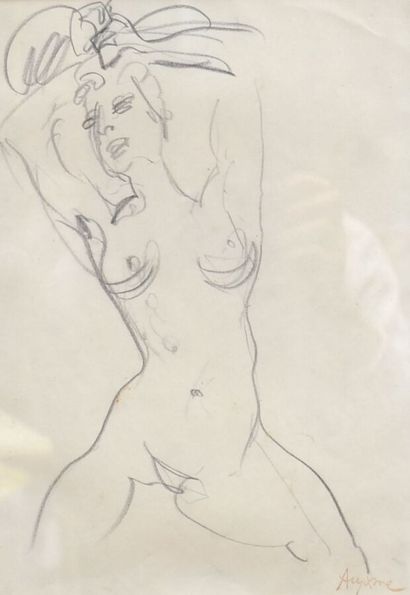 null Jean AUJAME (1905-1965)

Female Nude, Arms Raised Above the Head

Pencil bearing...