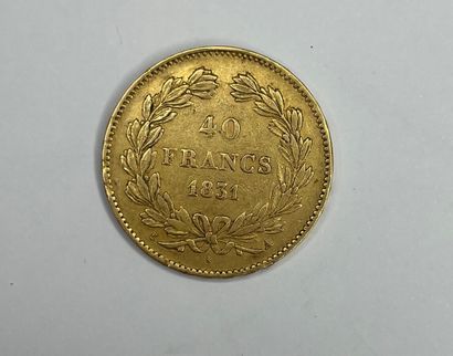 null Pièce de 40 Francs Louis-Philippe en or jaune (900/1000e), datée 1831.

Poids...