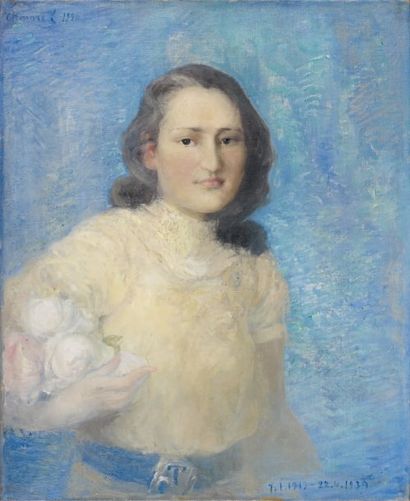 PAVEL DMITRIEVIC SMAROV (1874-1955). Portrait de jeune femme. Huile sur toile signée...