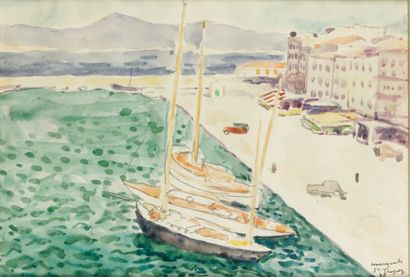 Albert MARQUET (1875-1947). Saint-Tropez, 1937. Aquarelle sur traits de crayon, signée,...