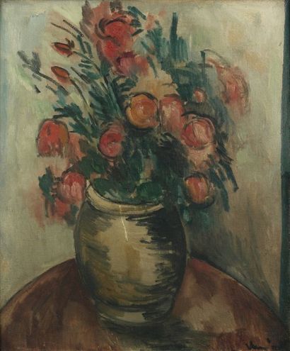 MAURICE DE VLAMINCK (1876-1958). Bouquet de fleurs dans un vase. Huile sur toile...