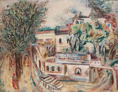 ALFRED ABERDAM (1894-1963). Escalier, 1926. Huile sur toile signée en bas à droite,...