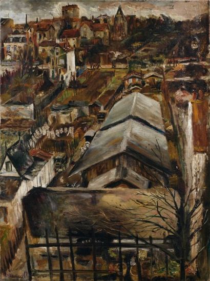 LUCIEN ADRION (1889-1953). Vue de Paris. Huile sur toile signée en bas à gauche....