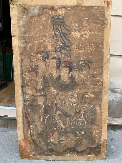 null CHINE - Epoque MING (1368 - 1644)

Encre et couleurs sur papier marouflée, immortels...