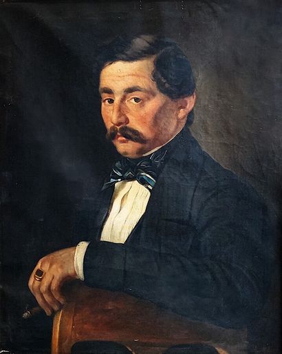 null Ecole du XIXe siècle 

Portrait d'homme 

Huile sur toile 

Signée "M. HALLER...