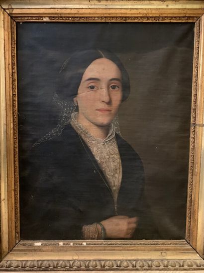  Ecole du XIXe siècle 
Portrait de femme 
Huile sur toile 
Hauteur : 64,5 cm 
Largeur...