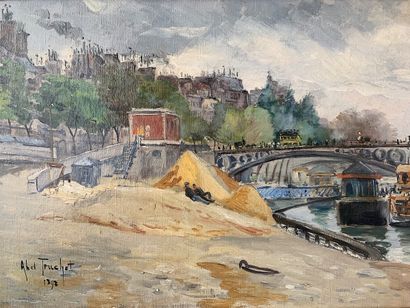 null Louis Abel TRUCHET (1857-1918) 

Au bord de la Seine

Huile sur toile 

Signée...