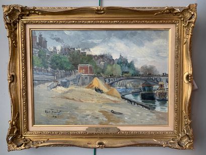 null Louis Abel TRUCHET (1857-1918) 

Au bord de la Seine

Huile sur toile 

Signée...