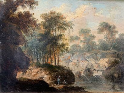 null Attribué à Louis-Philippe CRÉPIN (1772-1851)

Paysage animé à la cascade

Huile...
