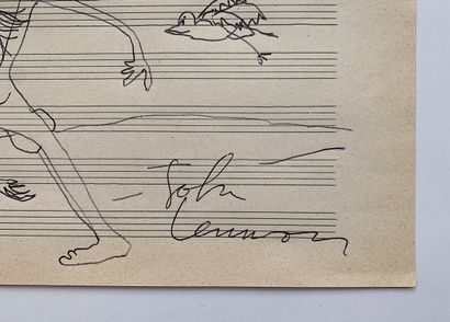 null John LENNON (1940-1980), attribué à 

Sans titre 

Encre sur papier 

Signé...