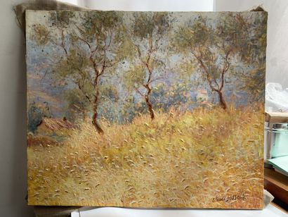 null Claude FOSSOUX (born in 1946) 

Country landscape 

Oil on canvas 

Signed "Claude...