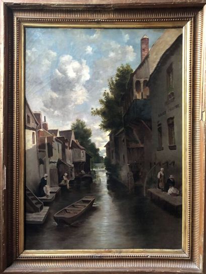 null French school around 1860

View of a canal with hot baths

Oil on canvas 

In...
