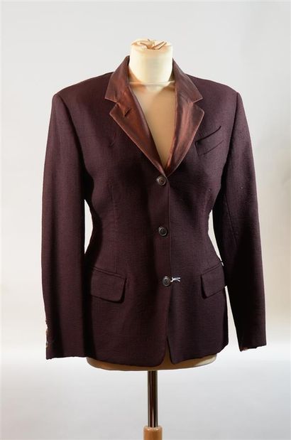 null Jean Paul GAUTIER - Jacket in burgundy wool with small silver metallic threads,...