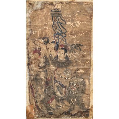 null CHINE - Epoque MING (1368 - 1644)

Encre et couleurs sur papier marouflée, immortels...