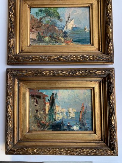  Ture ANDER (1881-1959) attribués à 
Paysages méditerranéens 
Trois huiles sur panneaux...
