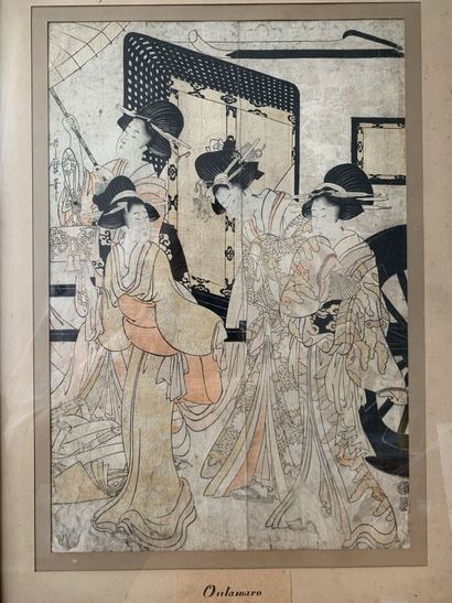 null Kitagawa Utamaro (1753-1806) attribuée à 

Quatre geishas 

Estampe 

Dans un...