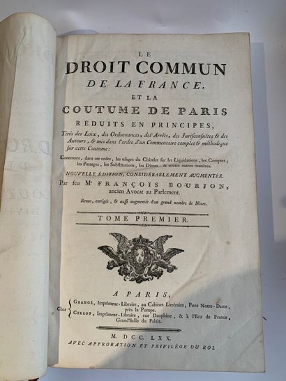 null François Bourjoin 

Le droit commun de la France, et la coutume de Paris, réduits...