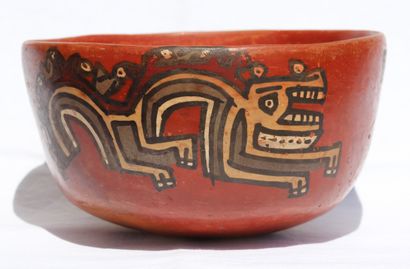 null Bowl decorated with two leaping felines

Their stylized bodies animated with...