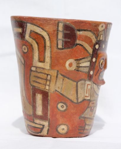 null Kero cylindrical decorated with one of the main divinity of the Andean mythology:...